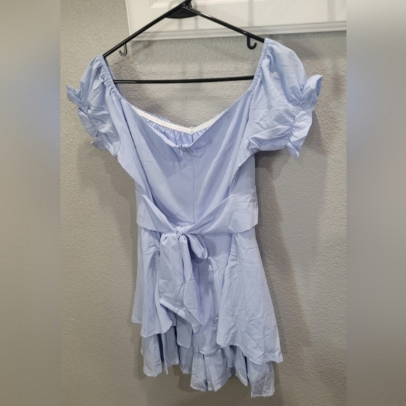 Womens Off Shoulder Ruffle Hem Romper - Picture 7 of 9